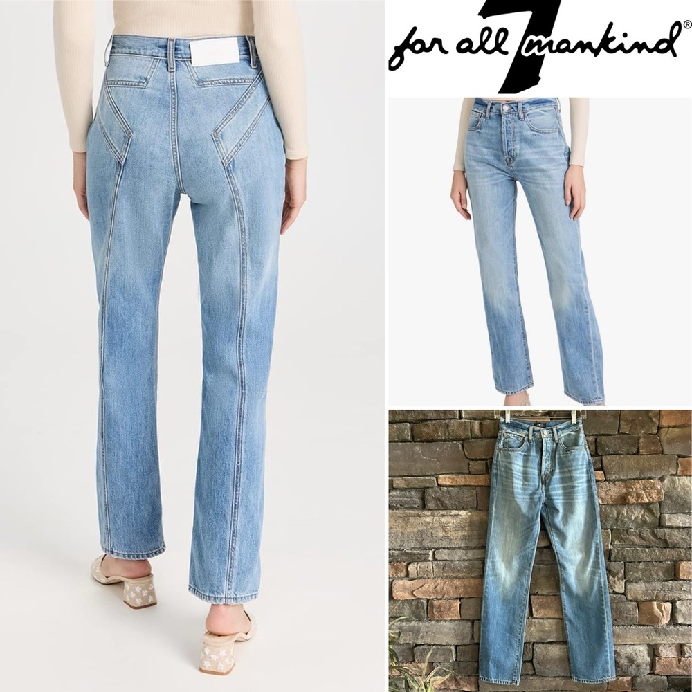 7 For All Mankind NWT Star Panel Easy Straight Jeans Women’s Size 23